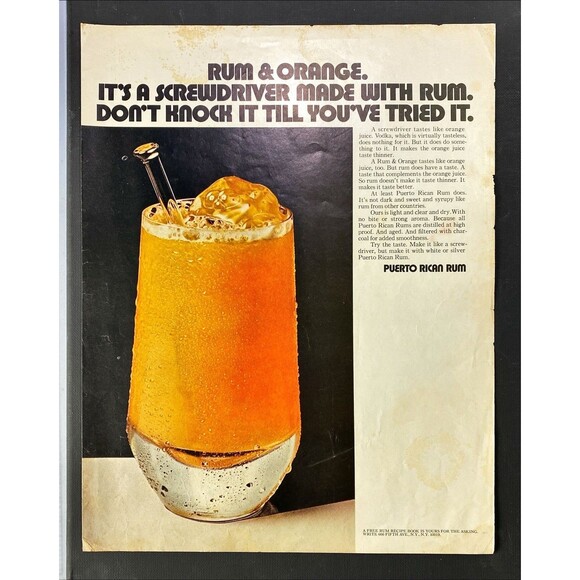 Puerto Rican Rum "Don't Knoch it Till You've Tried It" Vintage Print Ad 1970 - Picture 3 of 3
